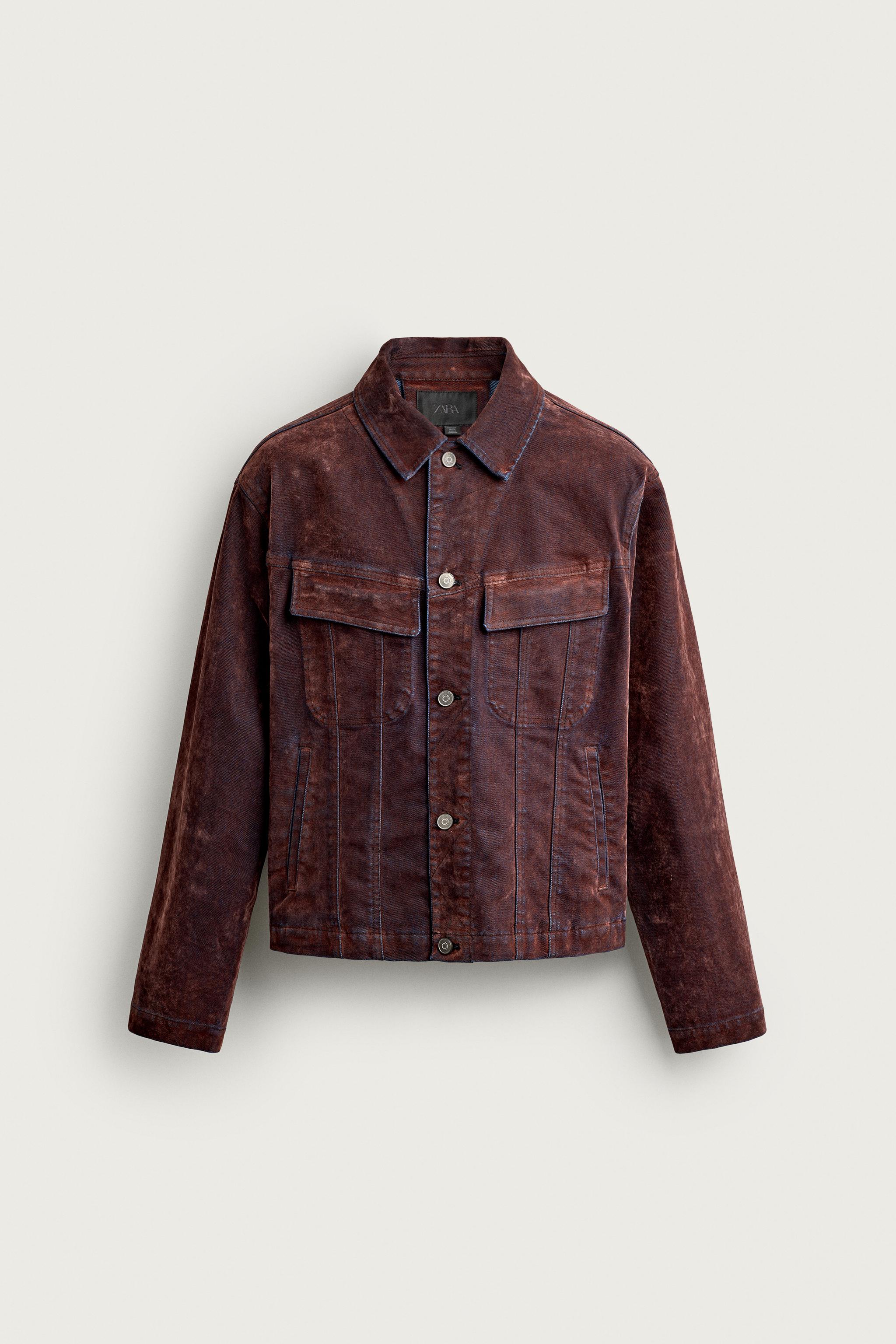 FLOCKED DENIM CROPPED JACKET
